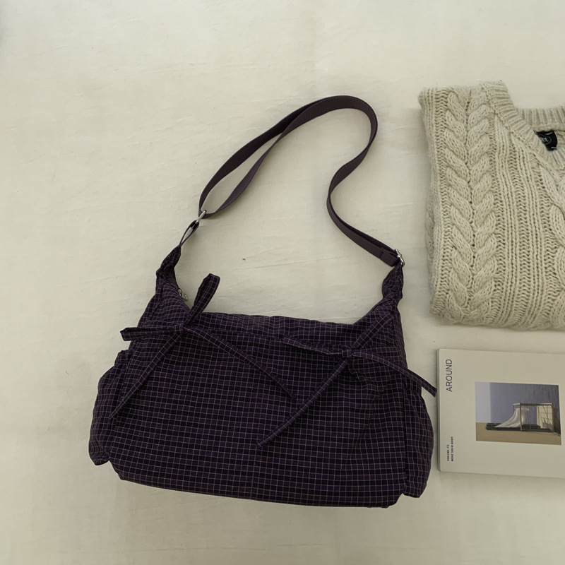 Ženska torba Cloud s kariranim uzorkom, šnuro i plisom, velika zapremina, ruksak ili crossbody