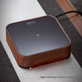 Plită electrică ceramică din lemn de nuc cu ceainic – set compact pentru prepararea ceaiului