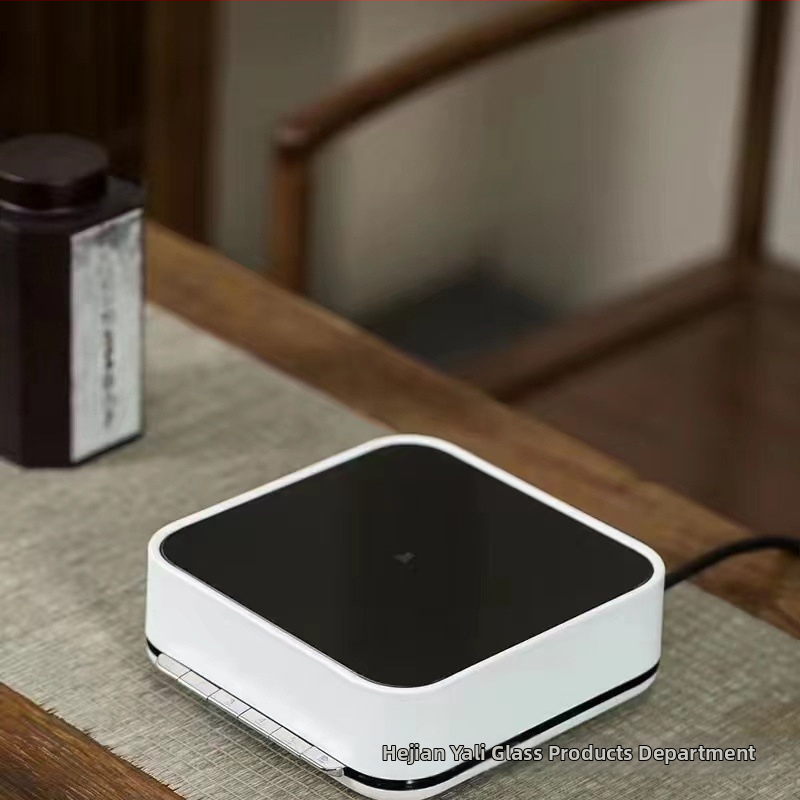 Plită electrică ceramică din lemn de nuc cu ceainic – set compact pentru prepararea ceaiului