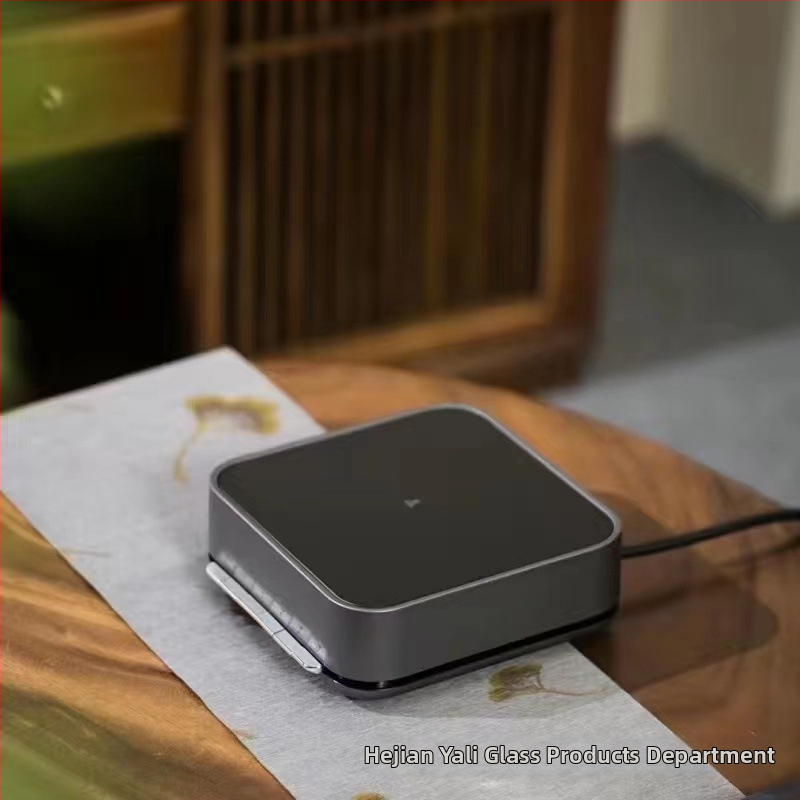 Plită electrică ceramică din lemn de nuc cu ceainic – set compact pentru prepararea ceaiului