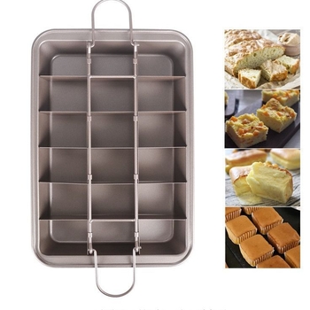 Tavă antiaderentă pentru brownie, formă pătrată pentru prăjituri și pâine, fund întărit, din oțel cu carbon