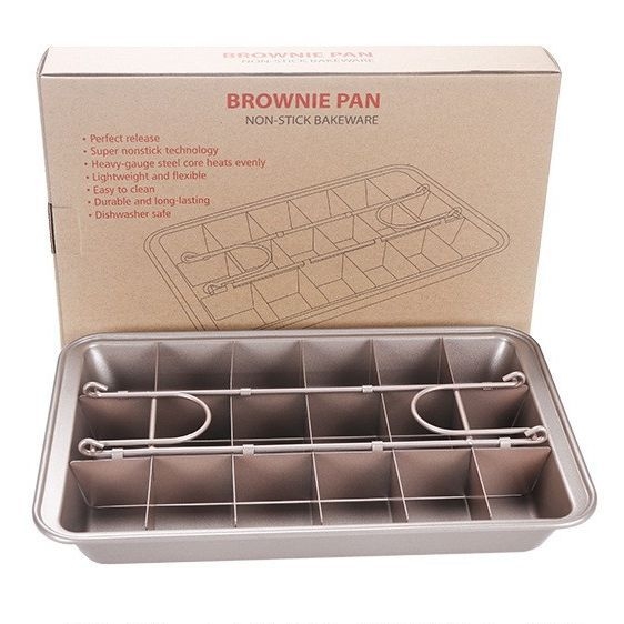 Tavă antiaderentă pentru brownie, formă pătrată pentru prăjituri și pâine, fund întărit, din oțel cu carbon