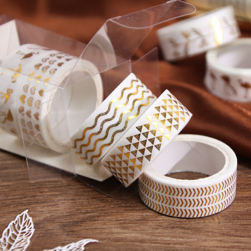 Set de benzi washi Wheat Youth cu folie auriu și argintiu pentru jurnal, 2 m lungime, 1,5 cm lățime, pentru decorarea planner-ului