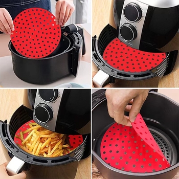 Covor din silicon pentru air fryer, rezistent la temperaturi, clasă alimentară, pernă poroasă pentru abur, reutilizabil