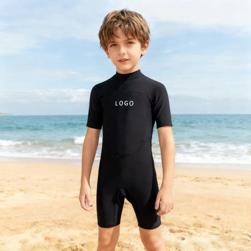 Na skladištu: 3 mm dječji jednodijelni wetsuit s kratkim rukavima i kratkim hlačicama, visoka elastičnost, za tinejdžere – surfanje, šetnja uz plažu, ronjenje, zaštita od sunca
