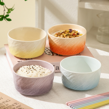 Vas ceramic în gradient, cu finisaj sub glazură, rotund, compatibil cu microundele, pentru orez, supă sau tăiței, stil nordic minimalist, diametrul 11–11,9 cm