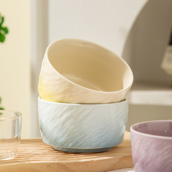 Vas ceramic în gradient, cu finisaj sub glazură, rotund, compatibil cu microundele, pentru orez, supă sau tăiței, stil nordic minimalist, diametrul 11–11,9 cm