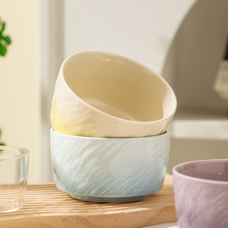 Vas ceramic în gradient, cu finisaj sub glazură, rotund, compatibil cu microundele, pentru orez, supă sau tăiței, stil nordic minimalist, diametrul 11–11,9 cm