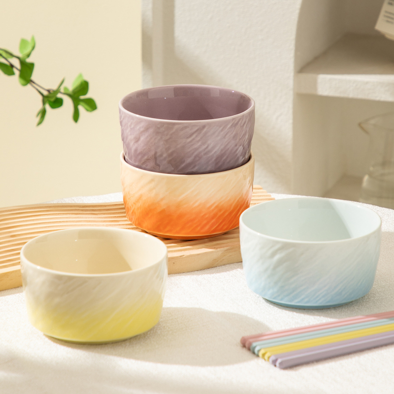 Vas ceramic în gradient, cu finisaj sub glazură, rotund, compatibil cu microundele, pentru orez, supă sau tăiței, stil nordic minimalist, diametrul 11–11,9 cm
