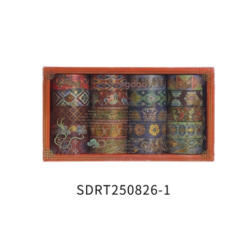 Bandă Washi Dunhuang în stil vintage chinezesc – rolă întreagă pentru jurnal, cu folie de aur