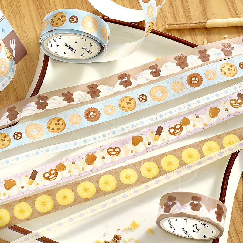 Set Washi Tape Letter Lover, seria Dessert Laboratory, stil japonez de tort, bandă esențială pentru jurnal