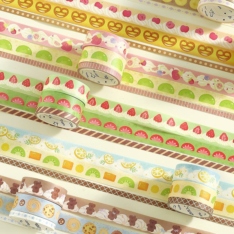Set Washi Tape Letter Lover, seria Dessert Laboratory, stil japonez de tort, bandă esențială pentru jurnal