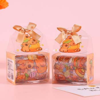 Set de benzi pentru jurnal cu temă capybara, cutie cadou DIY cu materiale decorative și stickere pentru jurnal
