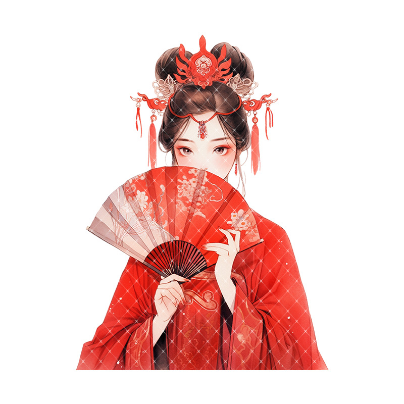 Bandă PET pentru jurnal cu figuri feminine în stil chinezesc, decor pentru diorame, hârtie washi și elemente din cânepă, autocolante DIY lucioase cu scoici