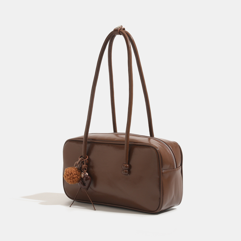 Ženska retro torba od maslano vosk kože, crossbody/ramena, Boston stil, srednja veličina