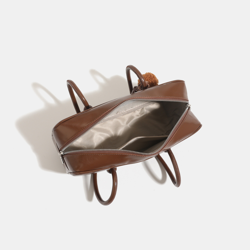 Ženska retro torba od maslano vosk kože, crossbody/ramena, Boston stil, srednja veličina