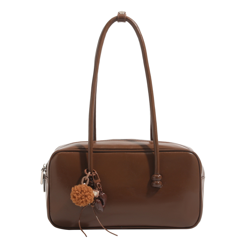 Ženska retro torba od maslano vosk kože, crossbody/ramena, Boston stil, srednja veličina