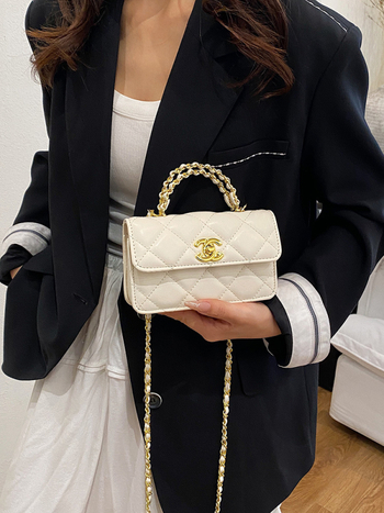 Ženska torbica s rombi uzorkom i lančanim remenom, mala crossbody torba s novčanikom, 2025