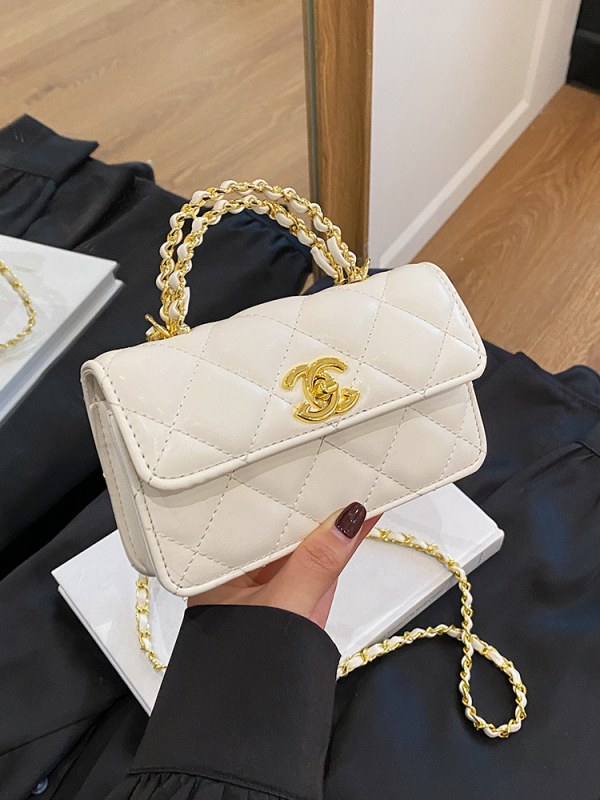 Ženska torbica s rombi uzorkom i lančanim remenom, mala crossbody torba s novčanikom, 2025