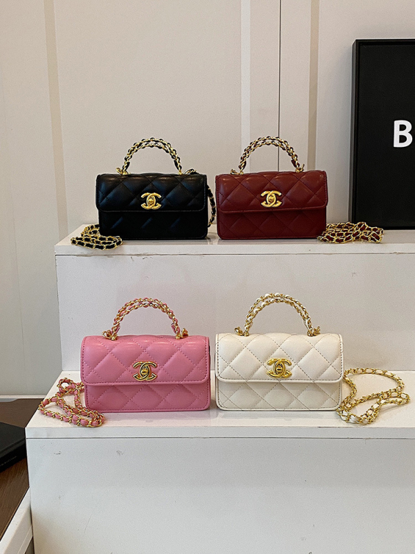 Ženska torbica s rombi uzorkom i lančanim remenom, mala crossbody torba s novčanikom, 2025