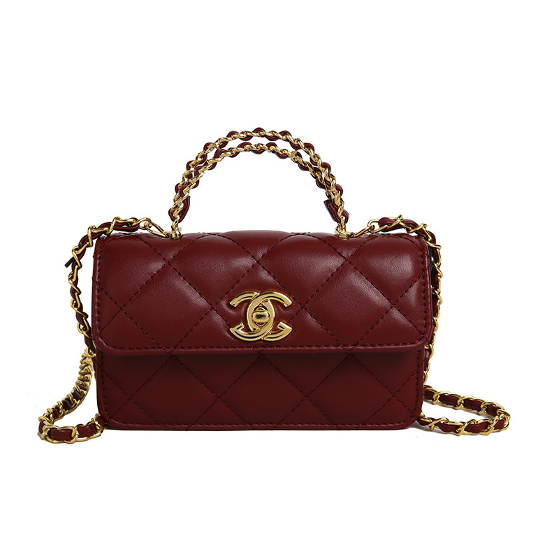Ženska torbica s rombi uzorkom i lančanim remenom, mala crossbody torba s novčanikom, 2025