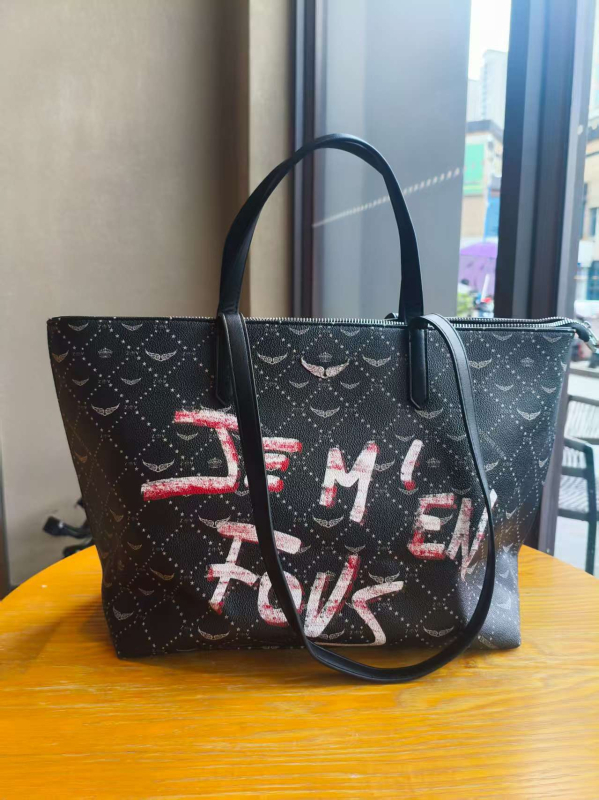 Zv torba velike kapacitete, tote stil, reljefna krila i kristalni ukrasi
