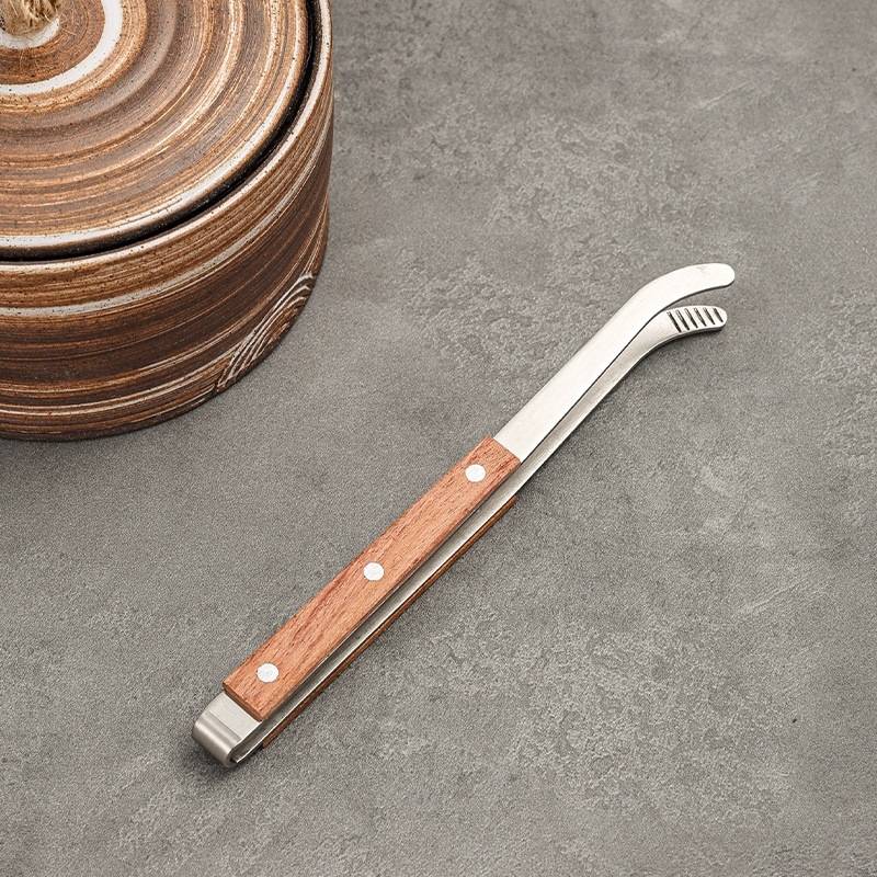 Set de ceai din oțel inoxidabil cu finisaj titan-auriu și accente din lemn de abanos; accesorii Kung Fu pentru ceai, instrument de întreținere a ceainicului, clește pentru ceai, clips anti-arzire