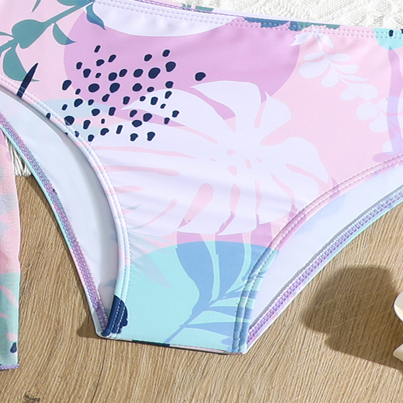 Dječji trodijelni kupaći set s otiskom, cover-up top i bikini, brzo se suši, zaštita od sunca