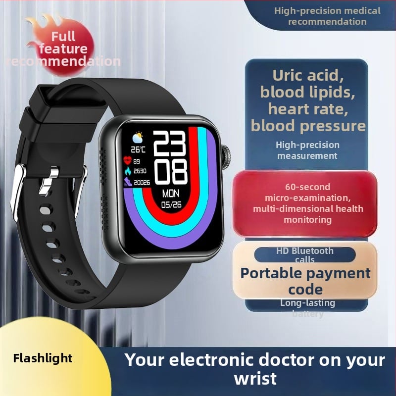 Smartwatch s Bluetooth volaním, hlasový asistent, monitorovanie srdcovej frekvencie a telesnej teploty, mikro zdravotná prehliadka, meranie kyseliny močovej a lipidu TK50