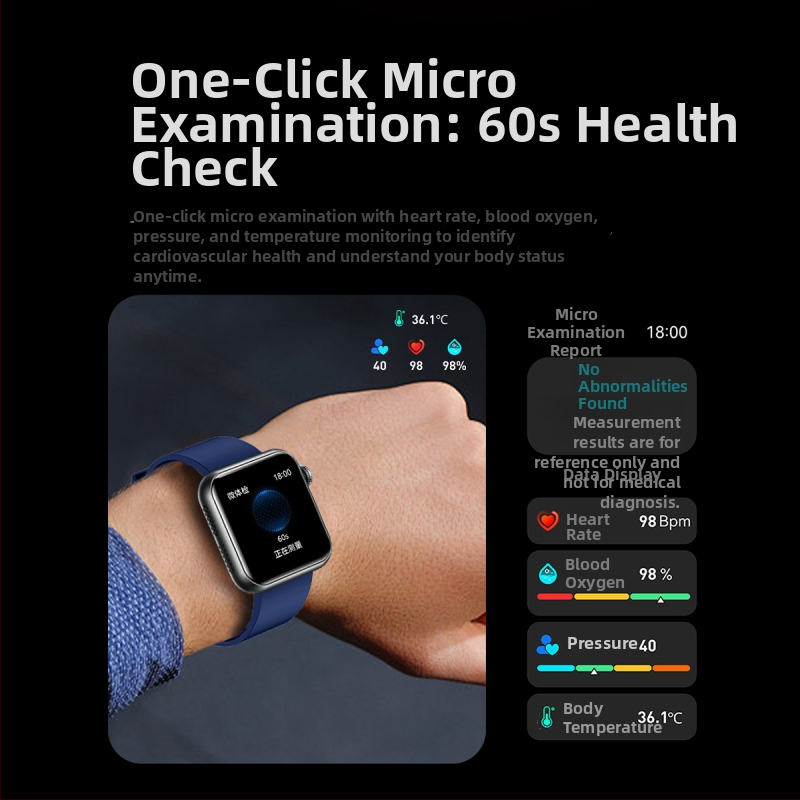 Smartwatch s Bluetooth volaním, hlasový asistent, monitorovanie srdcovej frekvencie a telesnej teploty, mikro zdravotná prehliadka, meranie kyseliny močovej a lipidu TK50