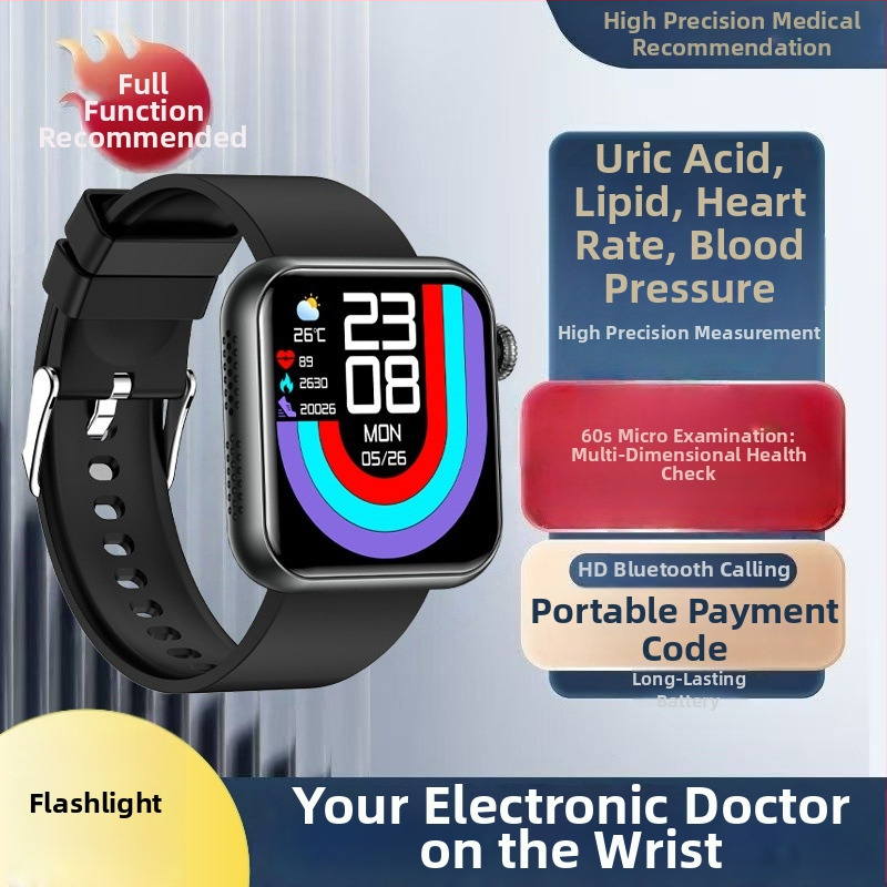 Smartwatch s Bluetooth volaním, hlasový asistent, monitorovanie srdcovej frekvencie a telesnej teploty, mikro zdravotná prehliadka, meranie kyseliny močovej a lipidu TK50