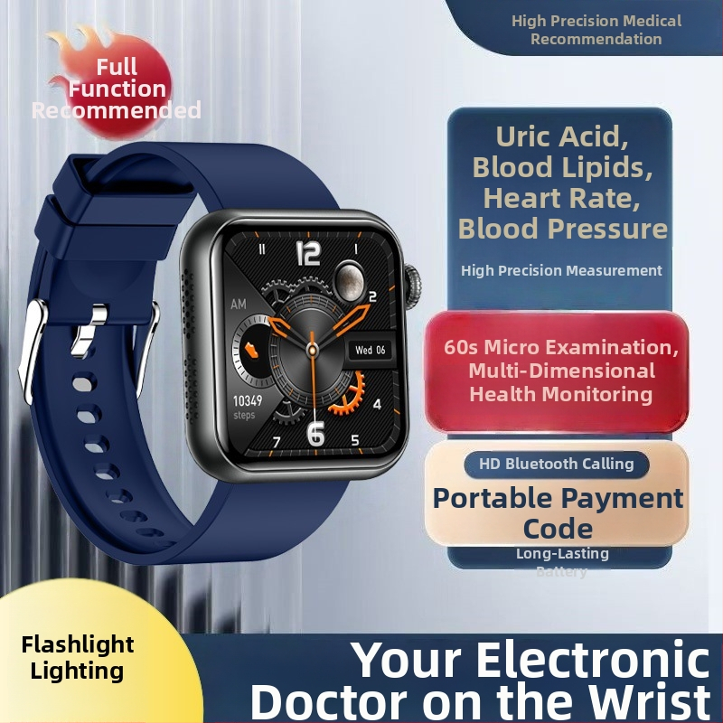 Smartwatch s Bluetooth volaním, hlasový asistent, monitorovanie srdcovej frekvencie a telesnej teploty, mikro zdravotná prehliadka, meranie kyseliny močovej a lipidu TK50