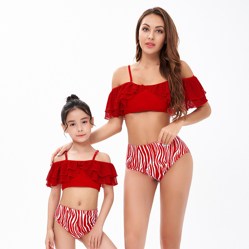 Bikini za majku i kćer, dvodijelni s visokim strukom, seksi euro-američki stil