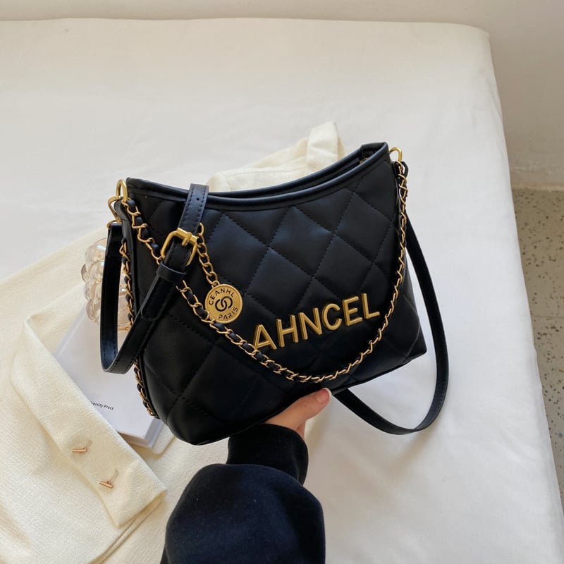 PU kožna mini bucket torbica s prešivanjem romba, inspirirana Chanel stilom, mala za nošenje preko ramena ili crossbody