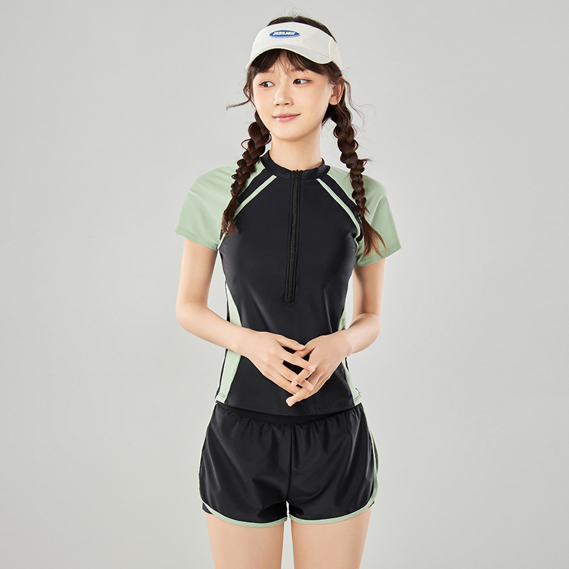 Dječji dvodijelni kupaći kostim za djevojčice sa zatvaračem, sportski stil, uski kroj