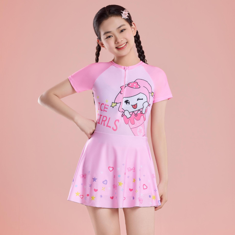Dječji jednodijelni kupaći kostim za djevojčice, uzrast 6–10 godina, sportski stil