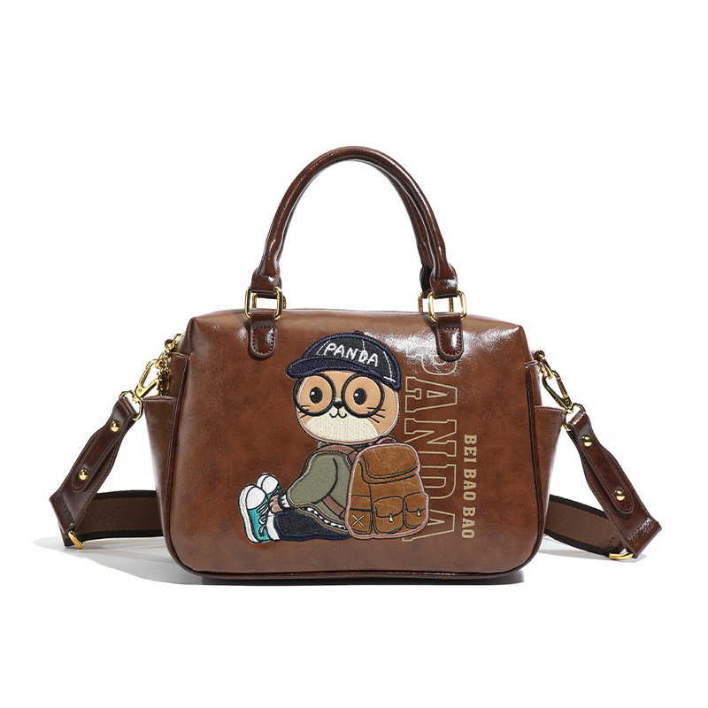 Vintage izšivana ženska torba Boston, velika zapremina, crossbody torba s jednim remenom