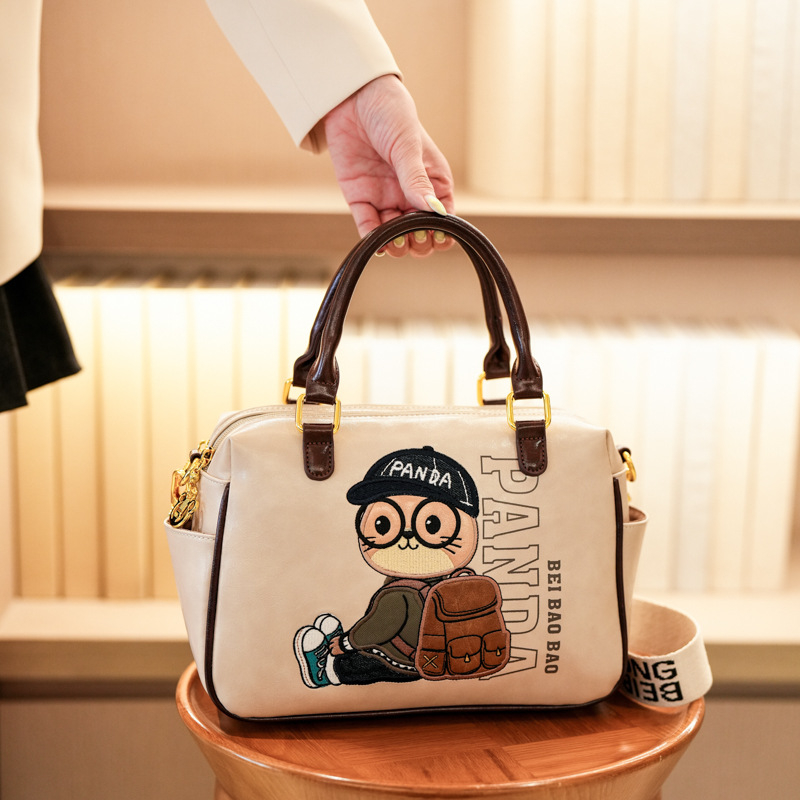 Vintage izšivana ženska torba Boston, velika zapremina, crossbody torba s jednim remenom
