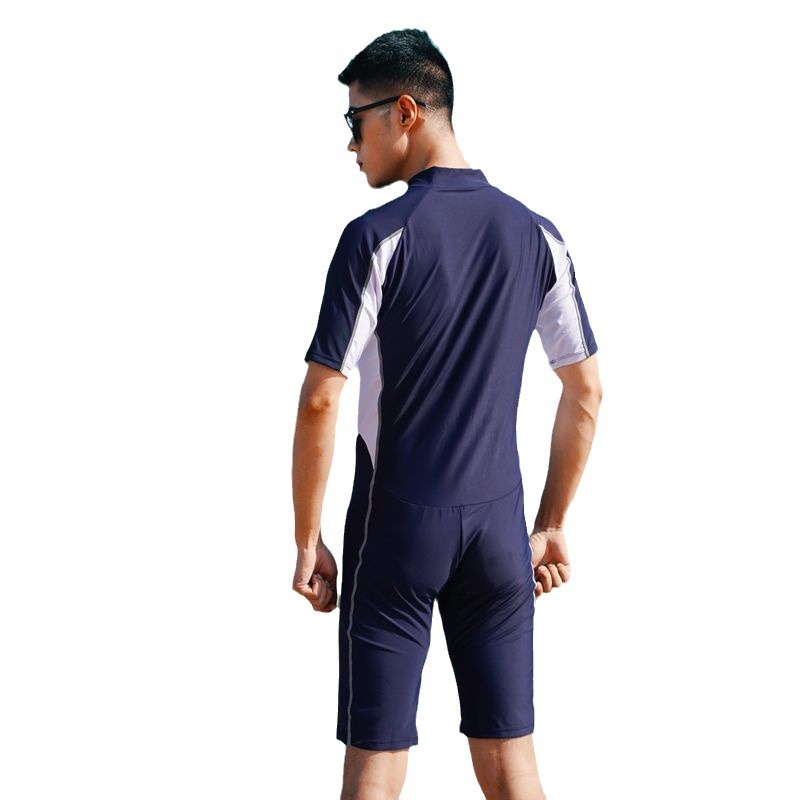 Haoxiang férfi egyrészes búvárúszóruha rövid ujjú, poliészter-spandex 88%/12%, konzervatív minta