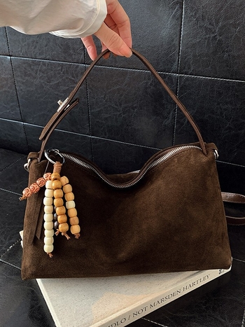 Ženska torbica od matirane biljno tanane kože, 2025 model, jesen–zima luksuz, Boston jastuk crossbody retro torba