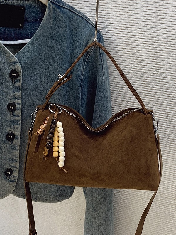 Ženska torbica od matirane biljno tanane kože, 2025 model, jesen–zima luksuz, Boston jastuk crossbody retro torba