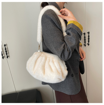 Nova plisirana pliš torbica s teksturom oblaka, mala za rame ili crossbody, za žene, jesen-zima