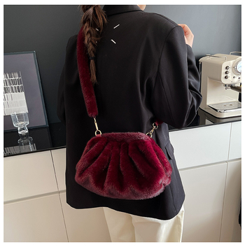 Nova plisirana pliš torbica s teksturom oblaka, mala za rame ili crossbody, za žene, jesen-zima