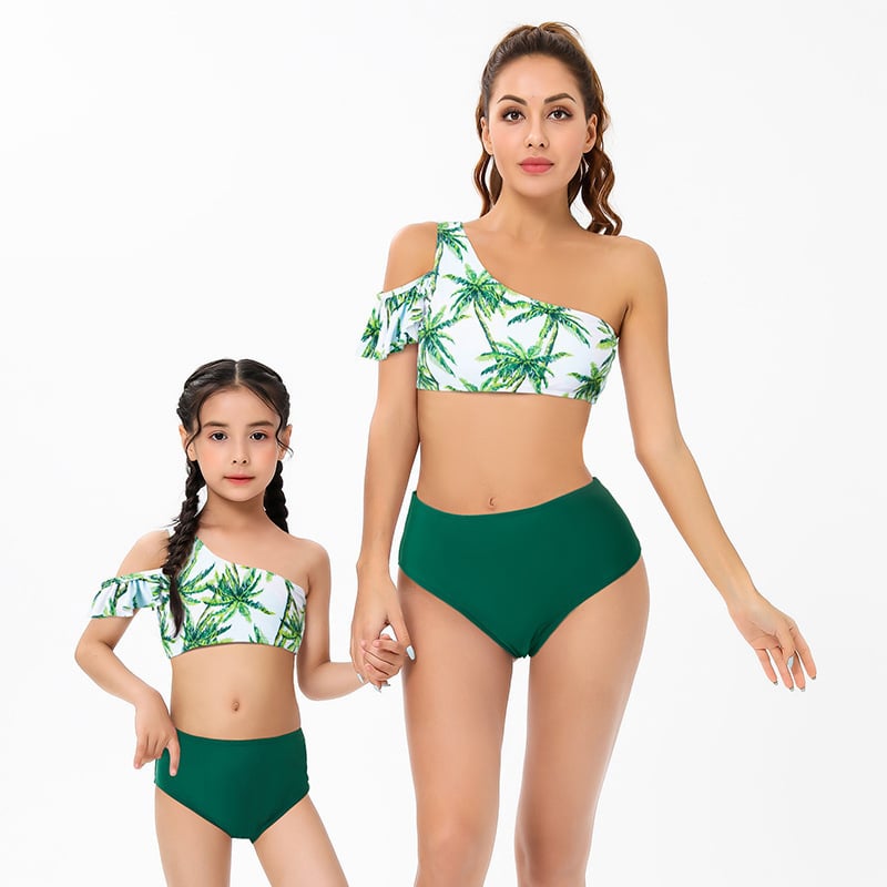 Dvodijelni bikini s visokim strukom za roditelje i djecu – obiteljski bikini set, europsko-američki stil