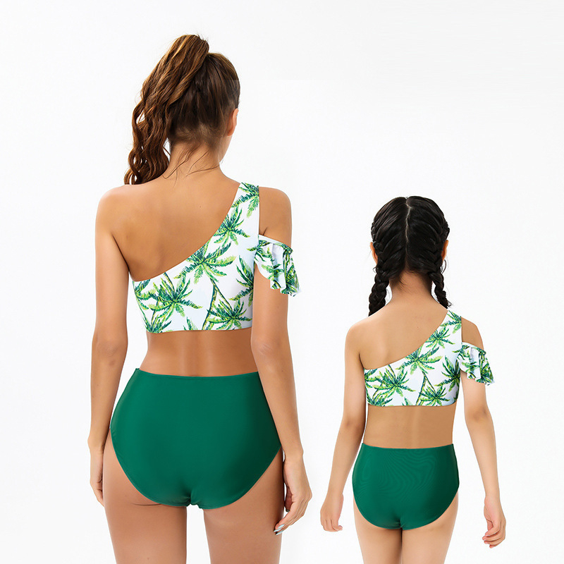 Dvodijelni bikini s visokim strukom za roditelje i djecu – obiteljski bikini set, europsko-američki stil