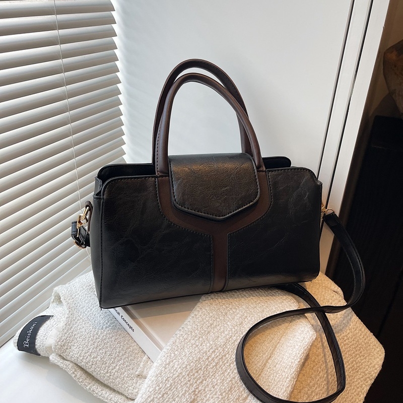 PU Boston torba s blokovima boja, casual ramenska i crossbody, velika kapaciteta ženska torba