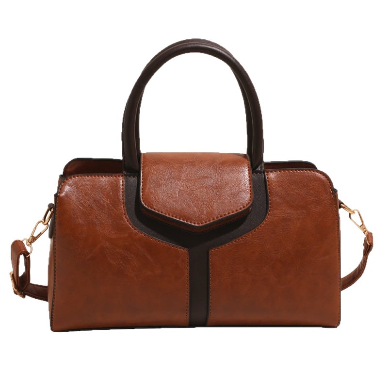 PU Boston torba s blokovima boja, casual ramenska i crossbody, velika kapaciteta ženska torba