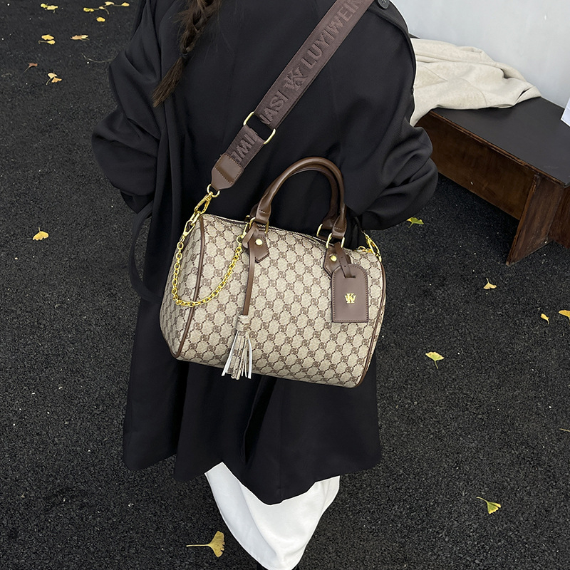 Ženska crossbody torba s monogramom, veliki kapacitet, inspirirano Boston stilom