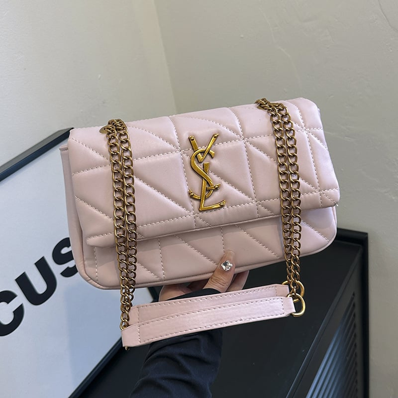 Chanel stil torbica s dijamantnim šivanjem i lancem, žena, francuski stil, novi model, mala kvadratna torba preko ramena