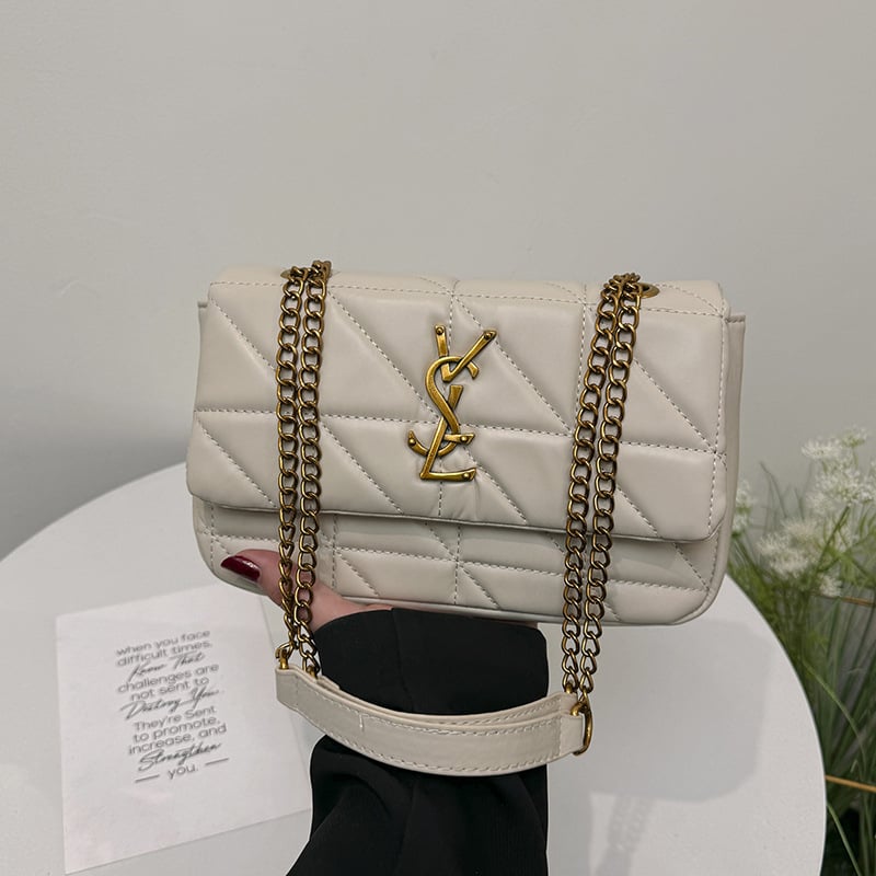 Chanel stil torbica s dijamantnim šivanjem i lancem, žena, francuski stil, novi model, mala kvadratna torba preko ramena